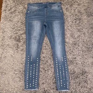 Justice Mid Rose Rhinestone Jeggings